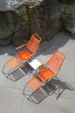 Fiam Seating*Spaghetti sun lounger with footrest, Orange