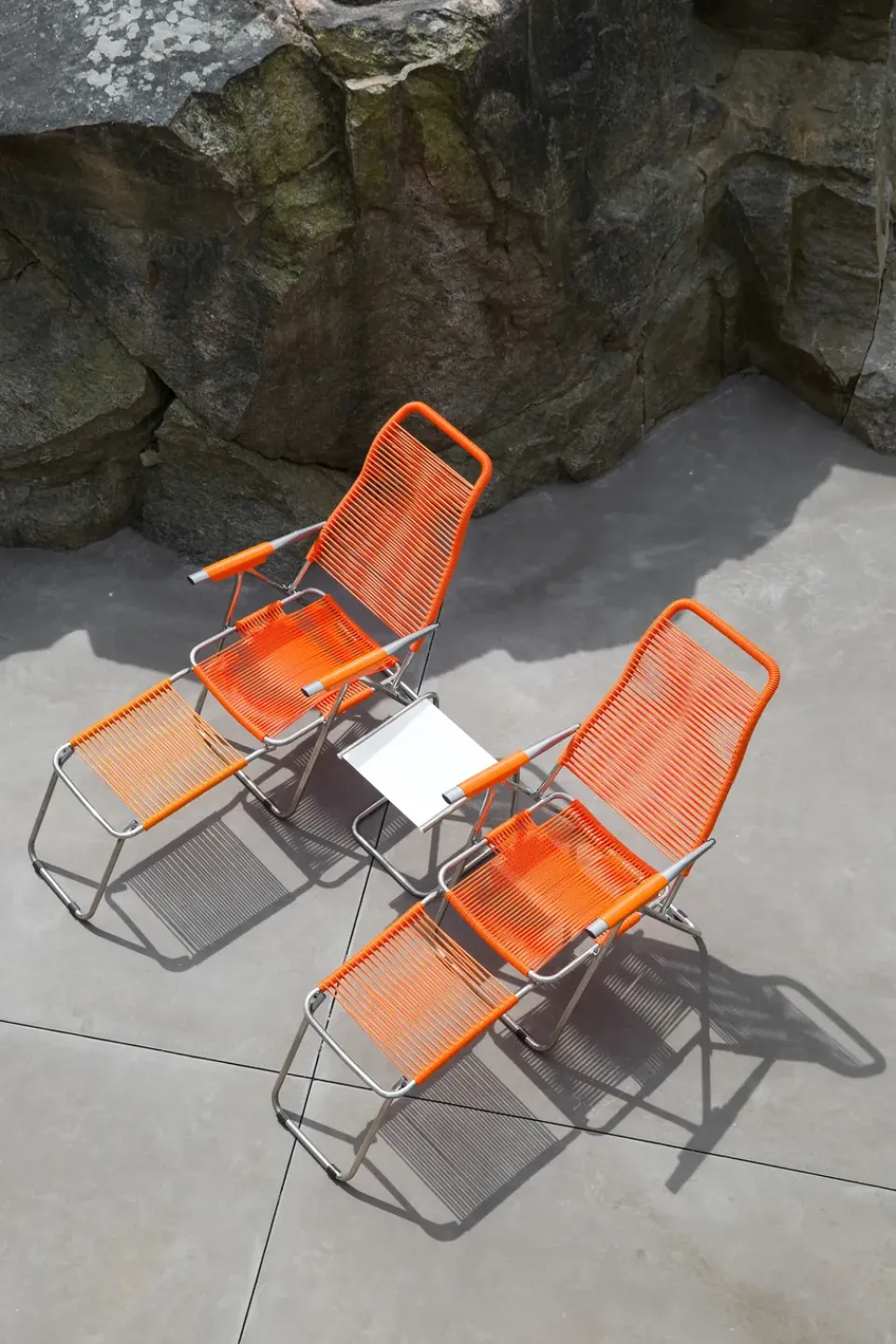 Fiam Seating*Spaghetti sun lounger with footrest, Orange