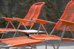 Fiam Seating*Spaghetti sun lounger with footrest, Orange