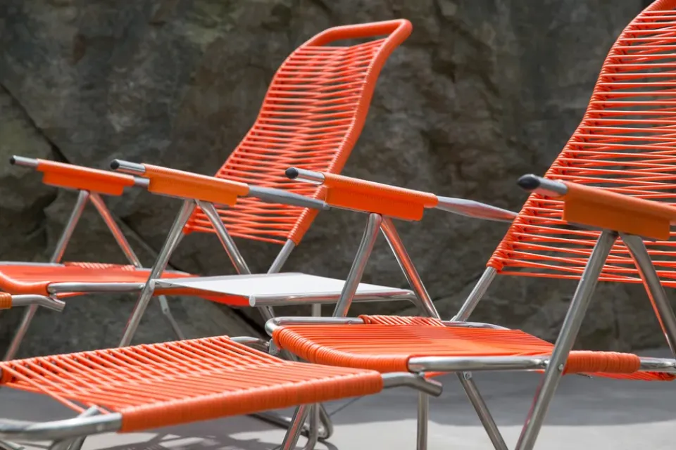 Fiam Seating*Spaghetti sun lounger with footrest, Orange