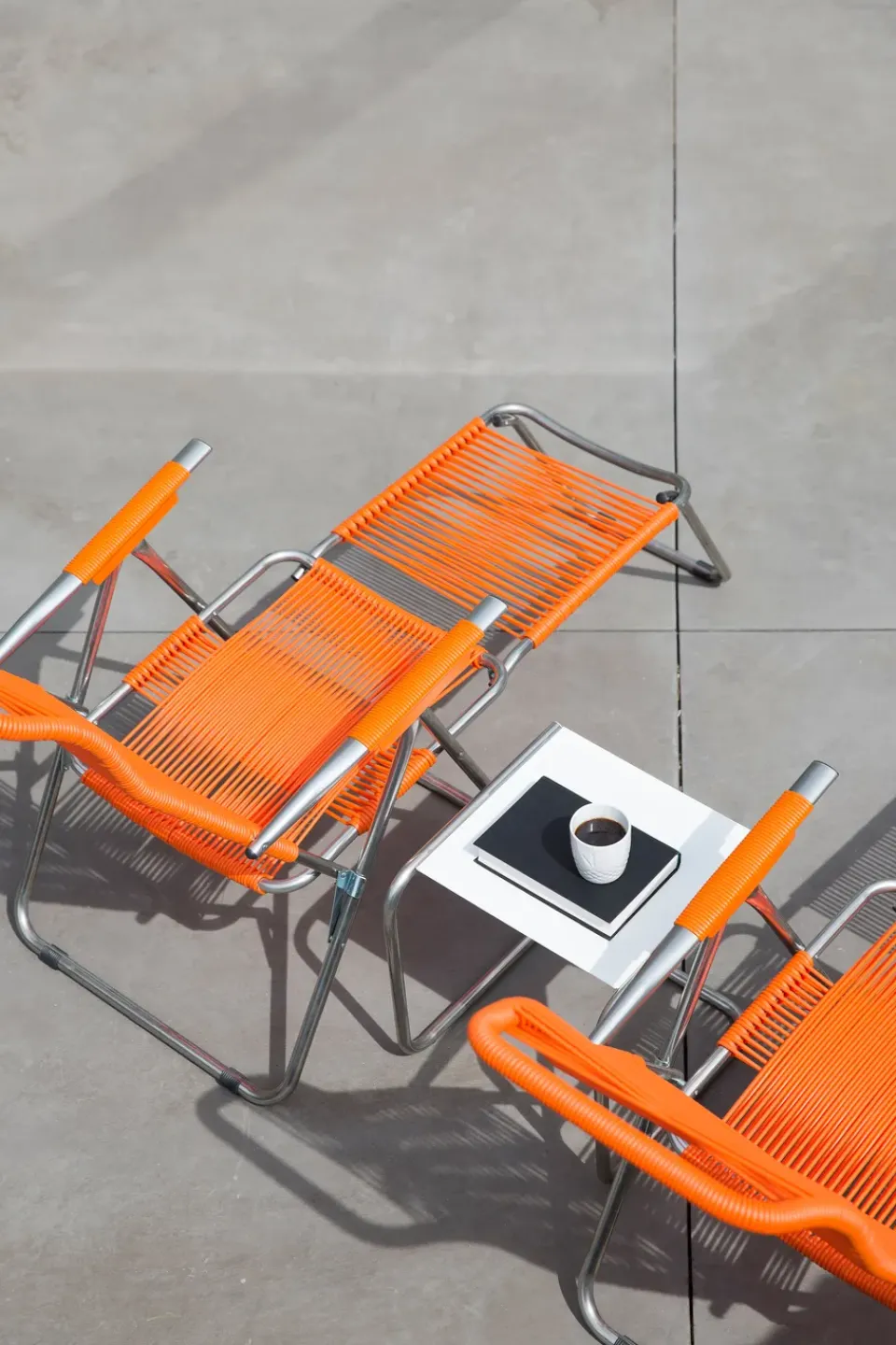 Fiam Seating*Spaghetti sun lounger with footrest, Orange