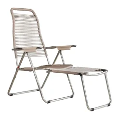 Fiam Seating*Spaghetti sun lounger with footrest, Taupe Beige