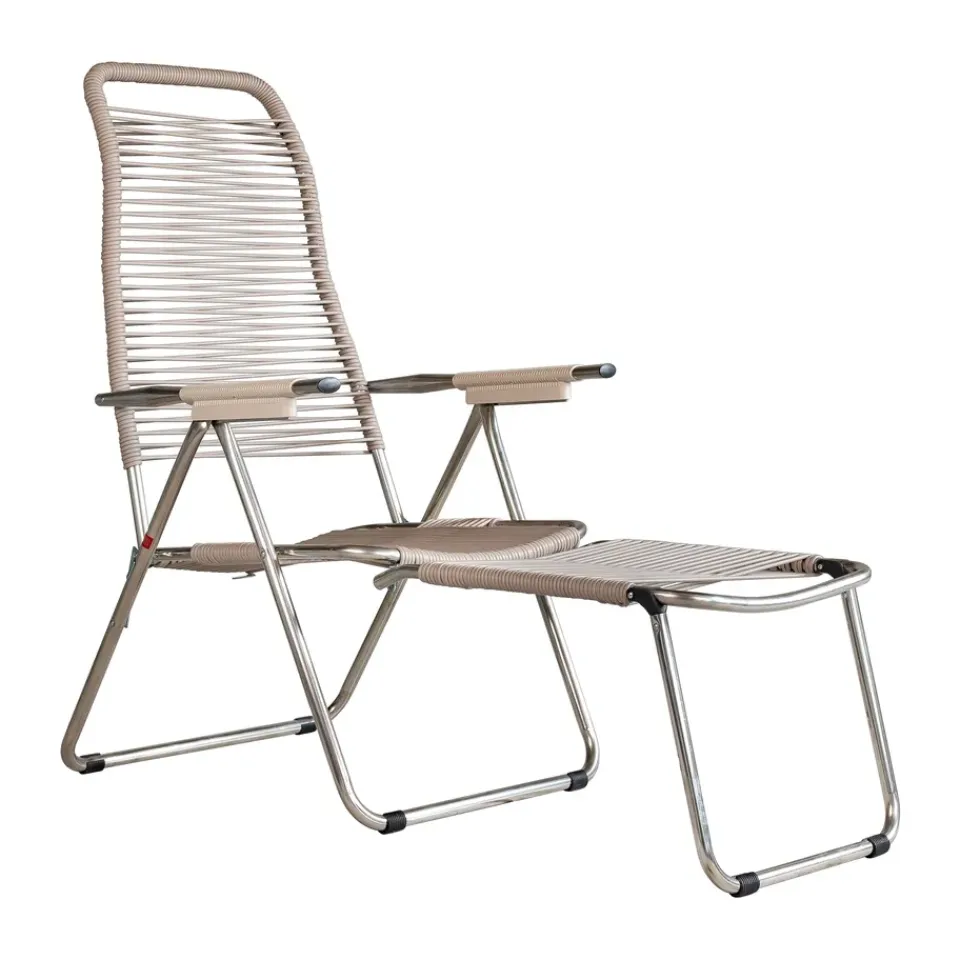 Fiam Seating*Spaghetti sun lounger with footrest, Taupe Beige