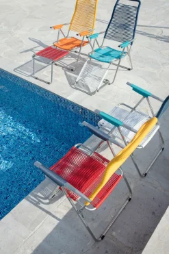 Fiam Seating*Spaghetti sun lounger without footrest, -aluminium frame-blue Multi