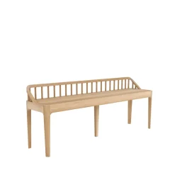 Ethnicraft Benches*Spindle bench 60x150 cm, Oak with backrest Beige