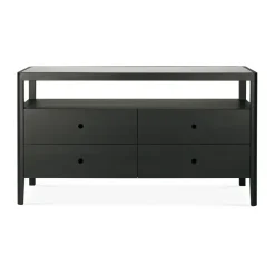 Ethnicraft Dressers & Drawer Units*Spindle dresser, lacquered oak, 4 drawers Black