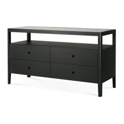 Ethnicraft Dressers & Drawer Units*Spindle dresser, lacquered oak, 4 drawers Black