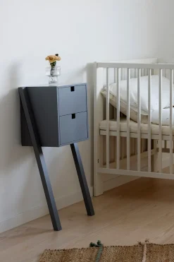 1898 Bedside Tables*Square bed- and hall way shelf, Grey