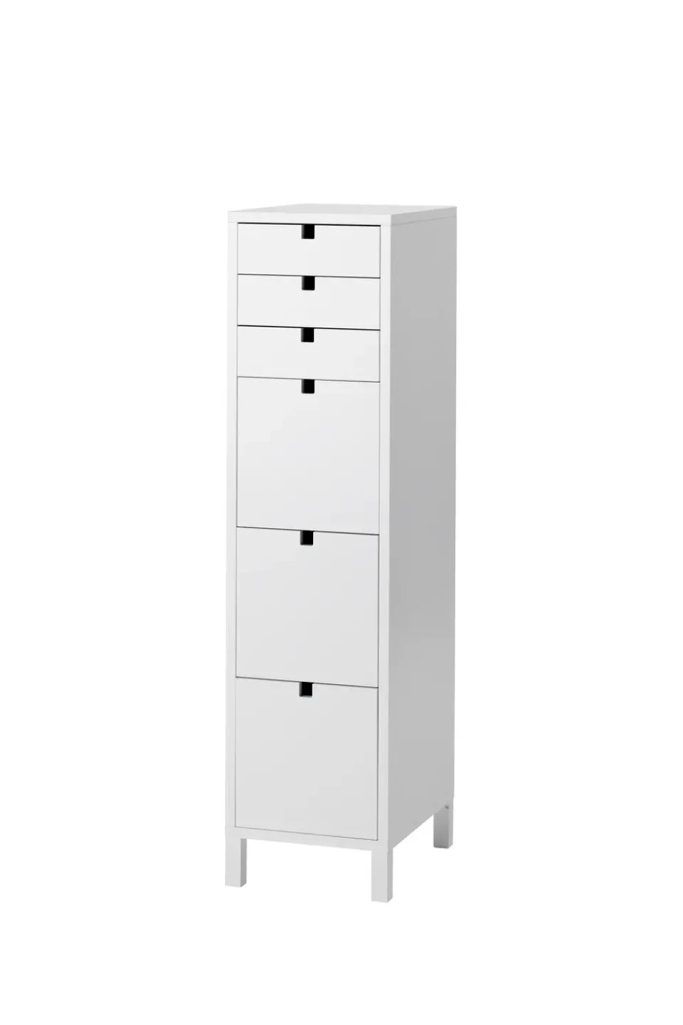 1898 Dressers & Drawer Units*Square dresser narrow 6 drawers, White