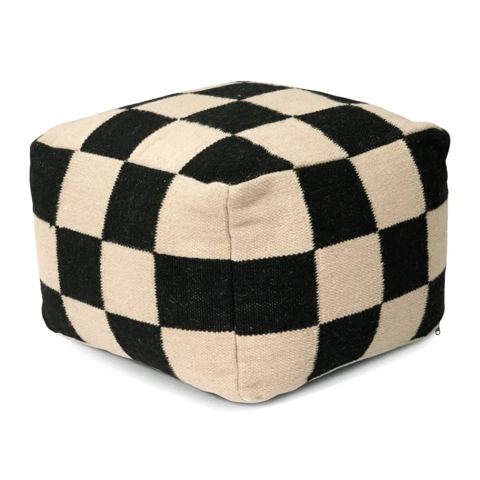 Classic Collection Sitting Poufs*Square pouf 50x50 cm, Black-natural BeigeBlack