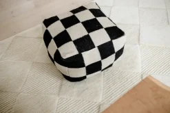 Classic Collection Sitting Poufs*Square pouf 50x50 cm, Black-natural BeigeBlack