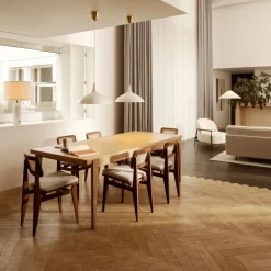 GUBI Dining Tables*S-table dining table, Oak matte lacqured. extendable Beige