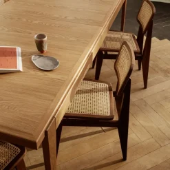 GUBI Dining Tables*S-table dining table, Oak matte lacqured. extendable Beige