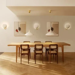 GUBI Dining Tables*S-table dining table, Oak matte lacqured. extendable Beige