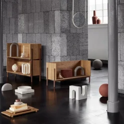 Kristina Dam Studio Shelves & Shelving Systems*Stack shelf, Oak, add on, dark oiled walnut fitting Beige