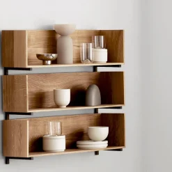 Kristina Dam Studio Shelves & Shelving Systems*Stack wall shelf, Oak, consoles in dark oiled walnut Beige