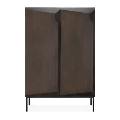 Ethnicraft Display & Glass Cabinets*Stairs cabinet, lacquered oak-2 doors, 100x150 cm Brown