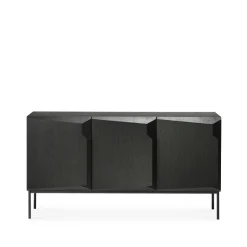 Ethnicraft Dressers & Sideboards*Stairs sideboard 3 doors, stained oak 150x80x46 cm Black