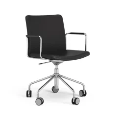 Swedese Office Chairs*Stella office chair can be raised/lowered with tilt, Leather elmosoft 99999 , chrome stand, flexible back Black