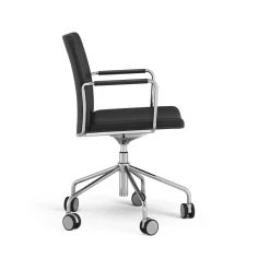 Swedese Office Chairs*Stella office chair can be raised/lowered with tilt, Leather elmosoft 99999 , chrome stand, flexible back Black