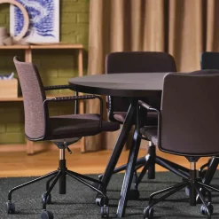 Swedese Office Chairs*Stella office chair can be raised/lowered with tilt, Leather elmosoft 99999 , chrome stand, flexible back Black