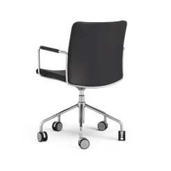 Swedese Office Chairs*Stella office chair can be raised/lowered with tilt, Leather elmosoft 99999 , chrome stand, leather-covered armrests, flexible back Black