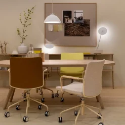 Swedese Office Chairs*Stella office chair can be raised/lowered with tilt, Leather elmosoft 99999 , chrome stand, leather-covered armrests, flexible back Black