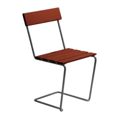 Grythyttan Stålmöbler Balcony Furniture*Stol 1 chair, Dark lacque oak-warm galvanised frame Red