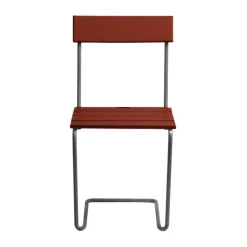 Grythyttan Stålmöbler Balcony Furniture*Stol 1 chair, Dark lacque oak-warm galvanised frame Red