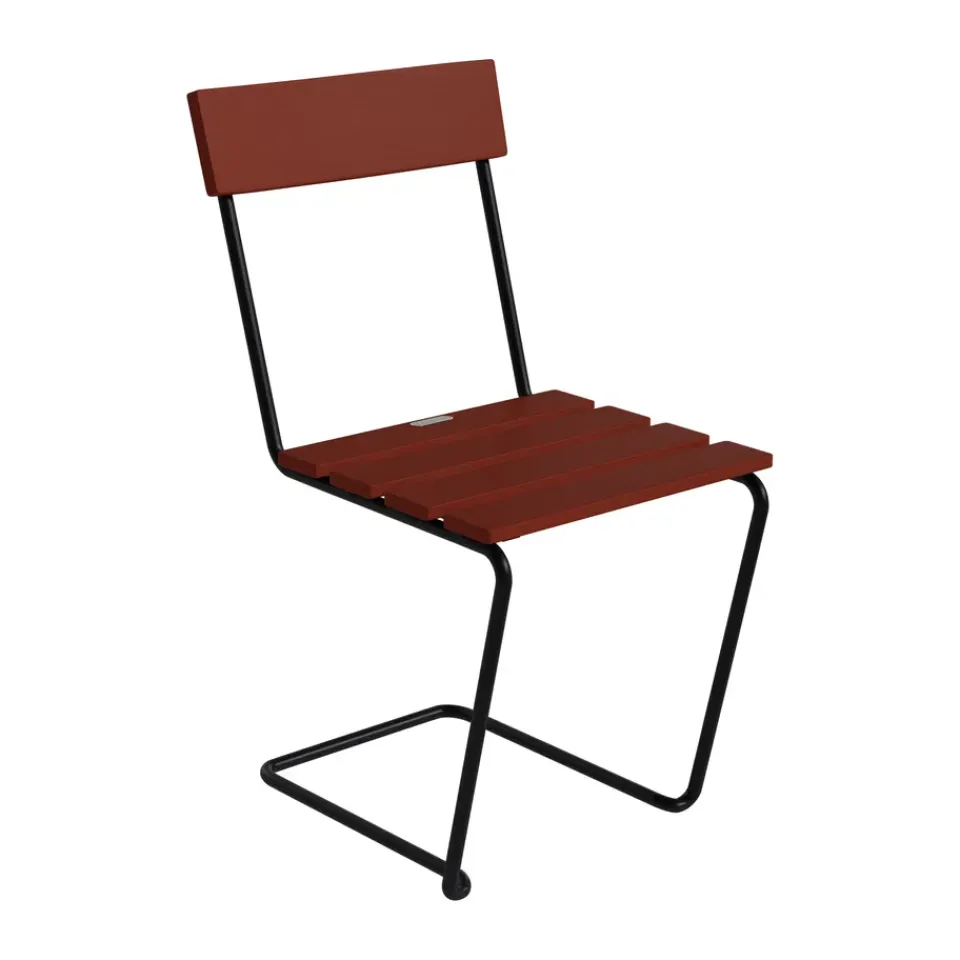 Grythyttan Stålmöbler Balcony Furniture*Stol 1 chair, Dark red lacquered oak–black steel frame RedBlack