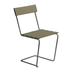 Grythyttan Stålmöbler Balcony Furniture*Stol 1 chair, Light oak-hot-dip galvanized stand Green