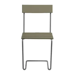 Grythyttan Stålmöbler Balcony Furniture*Stol 1 chair, Light oak-hot-dip galvanized stand Green
