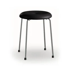Lammhults Stools*Stool bench, Black leather–chrome frame, 45 cm BlackSilver-coloured