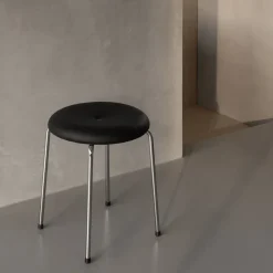 Lammhults Stools*Stool bench, Black-chromed frame, 45 cm BlackSilver-coloured