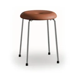 Lammhults Stools*Stool bench, Cognac leather–chrome frame, 45 cm Silver-colouredBrown