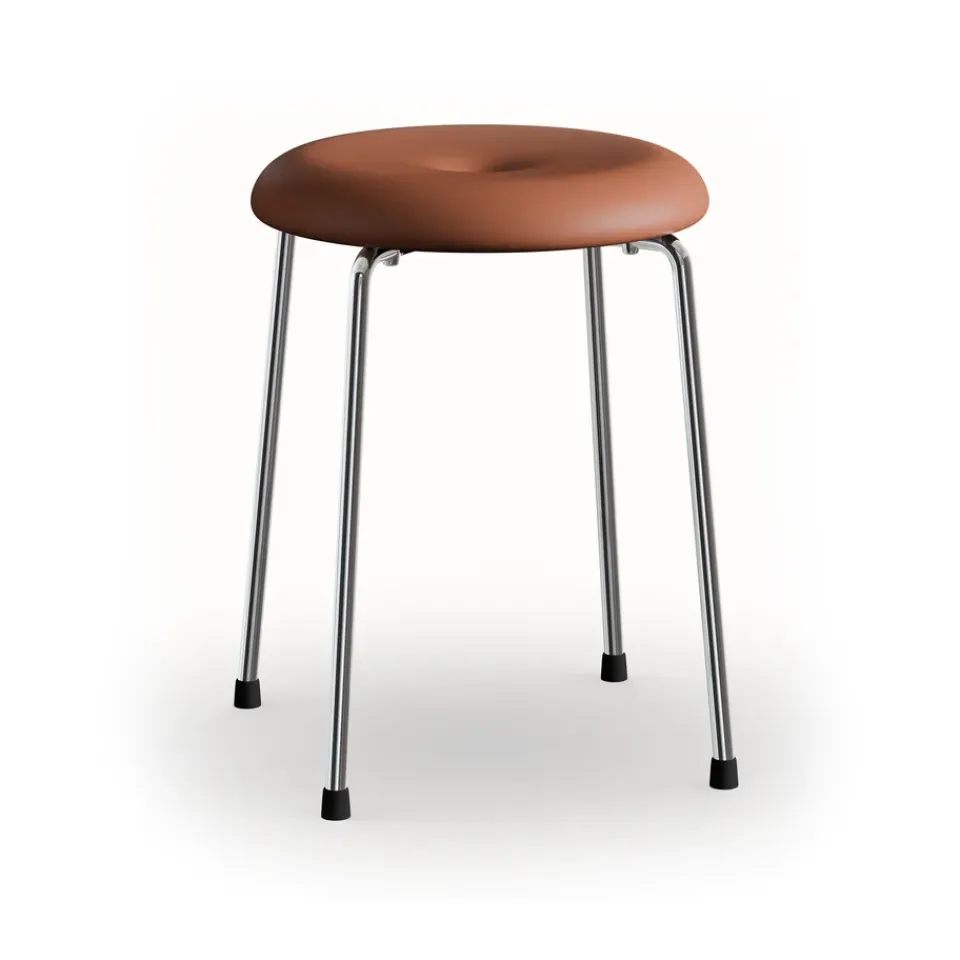 Lammhults Stools*Stool bench, Cognac leather–chrome frame, 45 cm Silver-colouredBrown
