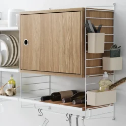 String Display & Glass Cabinets|String Shelves*cabinet with door, Oak, 58x30 cm Beige