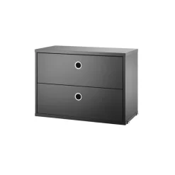 String String Shelves|Dressers & Drawer Units*cabinet with drawers, Ash stain, 58x30 cm Black