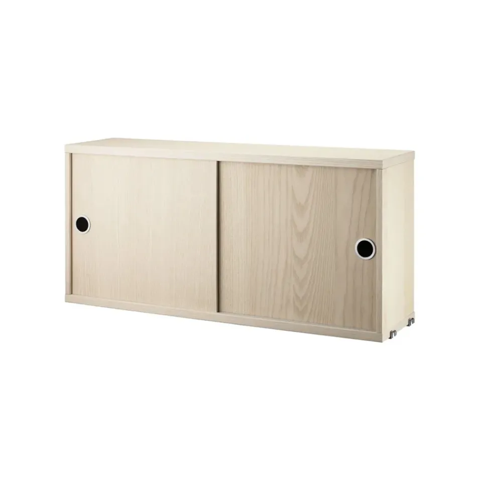 String String Shelves|Display & Glass Cabinets*cabinet with sliding door, Ash veneer, 78x20 cm Beige