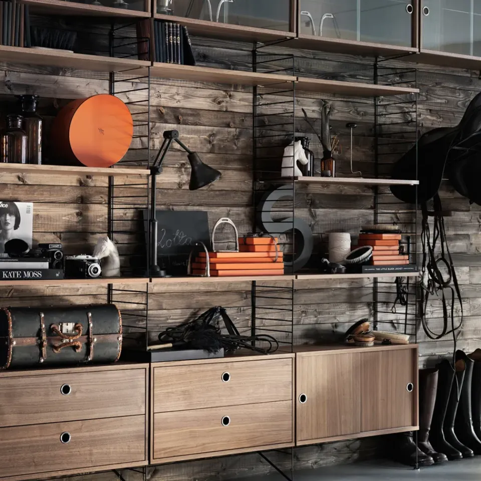 String String Shelves|Display & Glass Cabinets*cabinet with sliding door, Ash veneer, 78x20 cm Beige