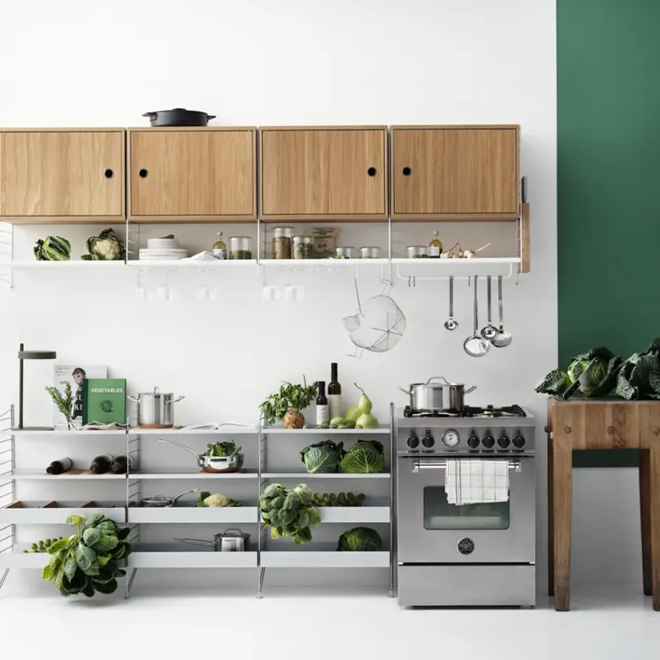String String Shelves|Display & Glass Cabinets*cabinet with sliding door, Ash veneer, 78x20 cm Beige