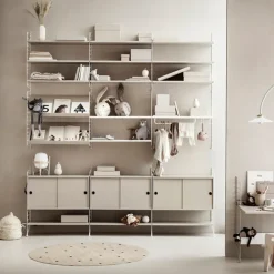 String String Shelves|Display & Glass Cabinets*cabinet with sliding door, Ash veneer, 78x20 cm Beige