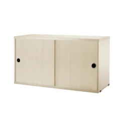 String String Shelves|Display & Glass Cabinets*cabinet with sliding door, Ash veneer, 78x30 cm Beige