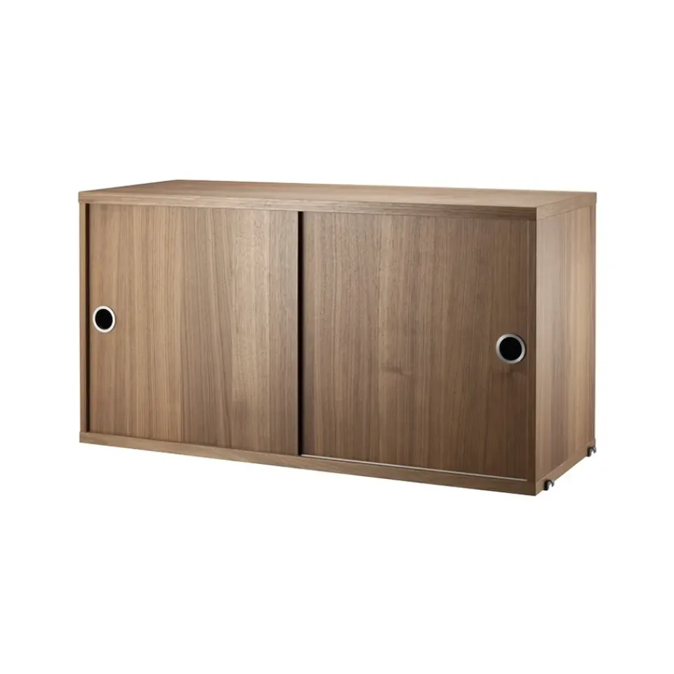 String String Shelves|Display & Glass Cabinets*cabinet with sliding door, Walnut, 78x30 cm Brown