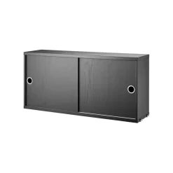 String String Shelves|Display & Glass Cabinets*cabinet with sliding door, Ash stain, 78x20 cm Black