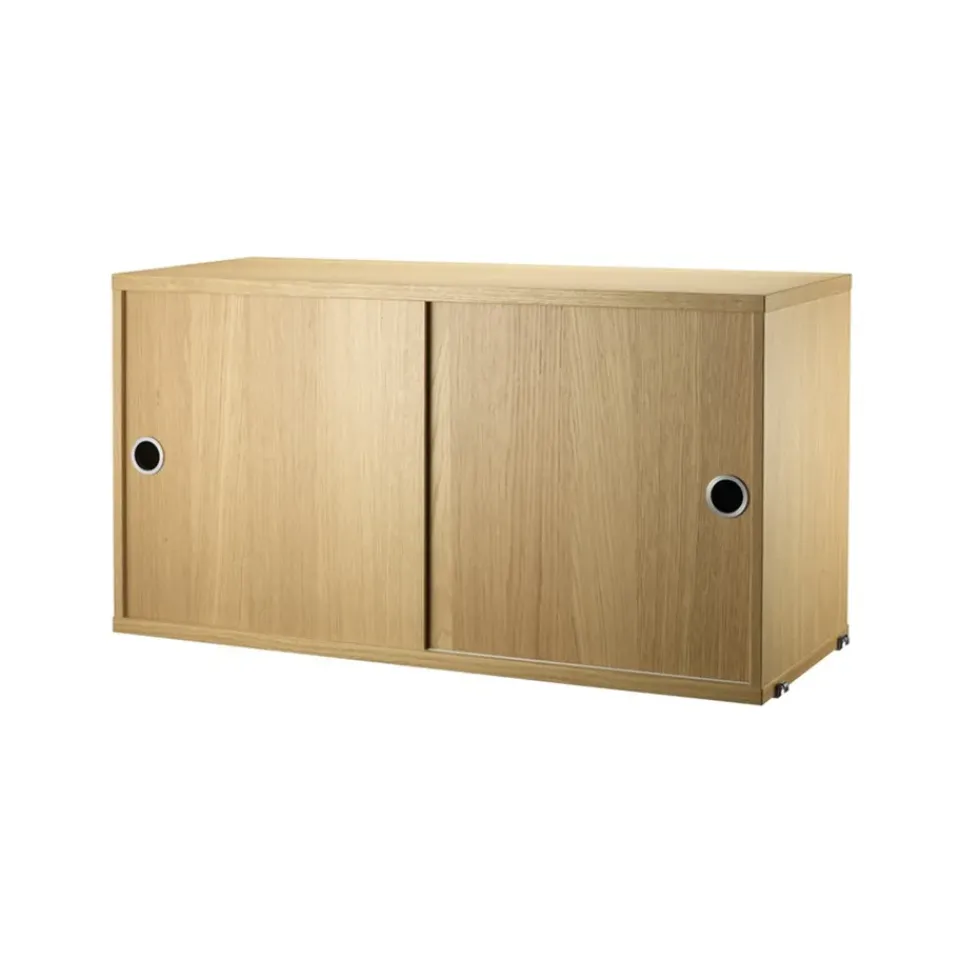 String String Shelves|Display & Glass Cabinets*cabinet with sliding door, Oak, 78x30 cm Beige