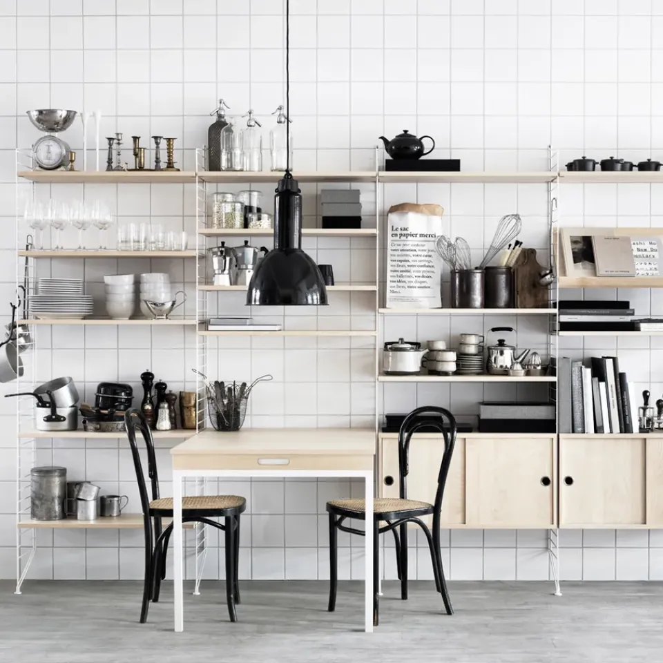 String Dining Tables|String Shelves*folding table, Walnut-white metal legs Brown