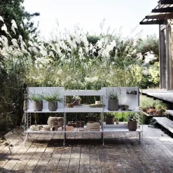 String String Shelves*Outdoor Free-standing panel, Galvanized Grey