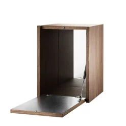 String String Shelves|Display & Glass Cabinets*schnapps cabinet, Walnut, inside of door stainless steel plate, mirrored glass back piece Brown
