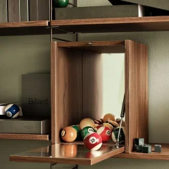 String String Shelves|Display & Glass Cabinets*schnapps cabinet, Walnut, inside of door stainless steel plate, mirrored glass back piece Brown